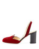 Kitty Velvet 75mm Slingback Pump, Red/Black