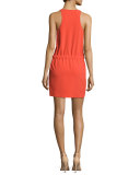 Sleeveless Tie-Waist Dress, Coral
