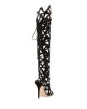 Mila Suede Cutout Over-The-Knee Boot, Black 