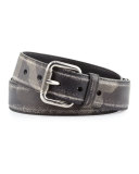 Camo-Print Distressed Saffiano Belt