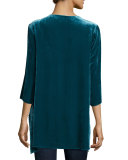 Lorne 3/4-Sleeve Embroidered Velvet Top