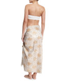 Fern Printed Sarong, White/Natural