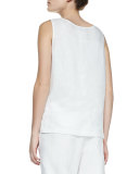 Linen Scoop-Neck Tank, Petite
