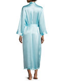 Gabriella Silk Long Robe, Turchese