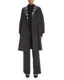 Reversible Zebra-Jacquard Coat, Flannel