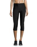 Stunner Lace-Trim Capri Leggings, Black