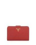 Saffiano Triangle Bi-Fold Tab Wallet, Red (Fuoco)