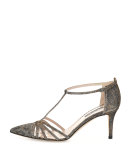 Carrie Shimmery T-Strap 70mm Pump, Camel