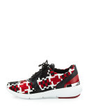 Amanda Woven Trainer Sneaker, Crimson/Black