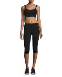 Paneled Mid-Rise Capri Leggings, Black