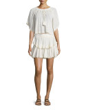 Tiered Ruffled Cotton Miniskirt, Dalia 