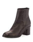 Willow Studded Leather Ankle Boot, Black