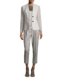 Embellished Jewel-Neck Shell, Taupe
