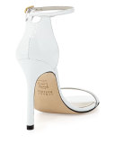Nudistsong Patent Ankle-Strap Sandal, White