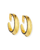 24K Gold-Plated Hoops with Jet Black Crystals