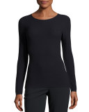 Ottoman Knit Long-Sleeve Tee, Navy