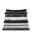 Sequin Tiered Fringe Mini Skirt, Black, Size 8-14