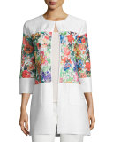 Floral-Inset Crinkle Jacket
