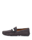 Calf Suede Driver, Gray