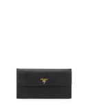 Saffiano Flap Travel Wallet, Black (Nero)