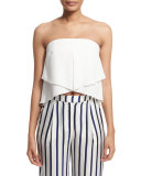 Strapless Layered Bustier Top, Ivory
