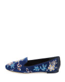 Embroidered Suede Smoking Slipper