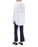 Relaxed Long-Sleeve Button-Front Poplin Shirt, Optic White