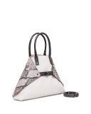 Ai Small Python/Calf Leather Messenger Bag, White/Multi