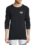 Gold Foil Logo-Print Long-Sleeve T-Shirt, Black