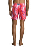 Moorea Gecko-Print Swim Trunks, Pink