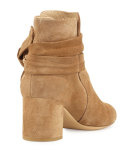 Dalia Suede Ankle-Tie Bootie, Camel