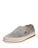 Suede Slip-On Espadrille, Gray 