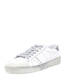 SL/37 Distressed Low-Top Sneaker, White/Silver