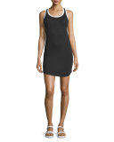 Carolina Round-Neck Tank Dress, Black/White