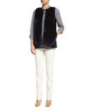 Brody Long-Sleeve Gingham Blouse, Ink Multi
