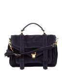 PS1 Medium Suede Satchel Bag, Navy