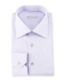 Striped Barrel-Cuff Dress Shirt, Lavender Blue