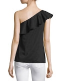 Damarill Lawn One-Shoulder Ruffled Top