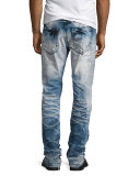 Bleached & Water-Treated Denim Jeans, Indigo