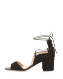 Serene Suede Lace-Up Sandal, Black