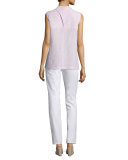Dania Sleeveless V-Neck Linen Blouse, Radicchio Melange
