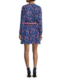 Anna Long-Sleeve Floral Dress, Navy