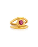 Fleur 22K Gold Ruby Ring, Size 6