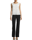 Carlyn Sleeveless Silk Chiffon Blouse w/ Bead Trim