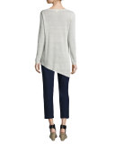 Long-Sleeve Sheer Crepe Asymmetric Tunic