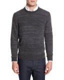 Cashmere-Cotton Athletic Crewneck Sweater, Derby Gray/Gray