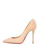 Decoltish Suede 100mm Red Sole Pump, Doudou