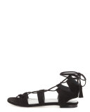 Romanflat Suede Flat Gladiator Sandal, Black