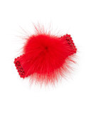 Girls' Rhinestone Fur Pompom Hair Clip, Red