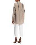 Shawl-Collar Sleeveless Crepe Jumpsuit, White